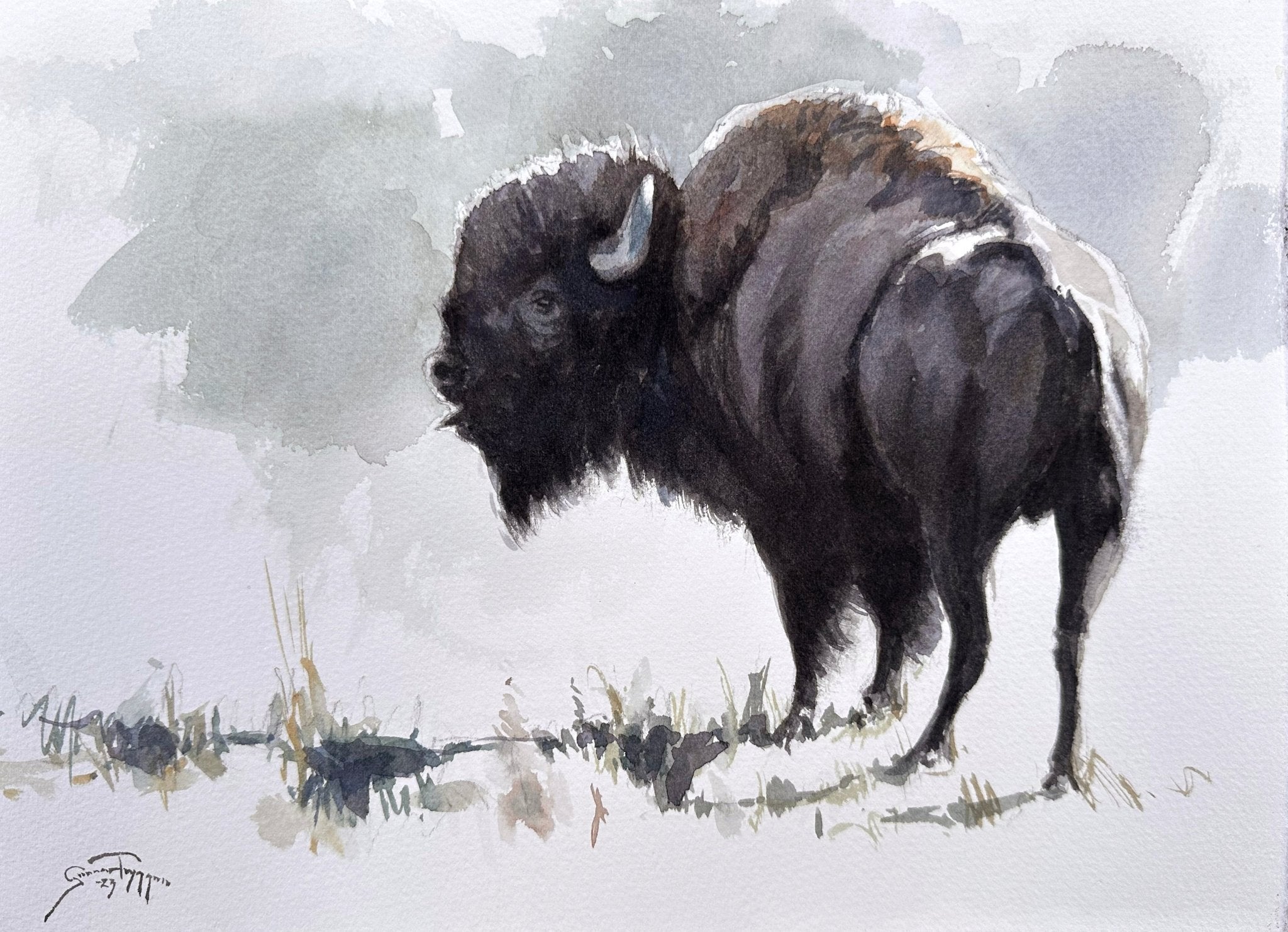 Untitled Bison (demonstration 2023) - by artist Gunnar Tryggmo – Turner Fine Art