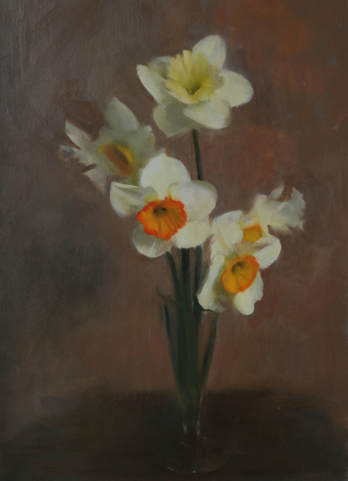 Narcissus and Daffodils | oil on panel | 10.5 x 14.5 | Kathleen Speranza